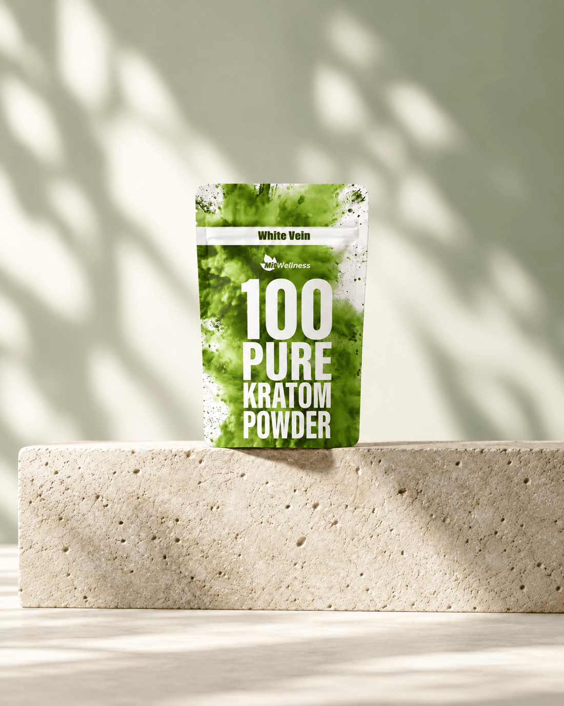 a bag of powder on a block