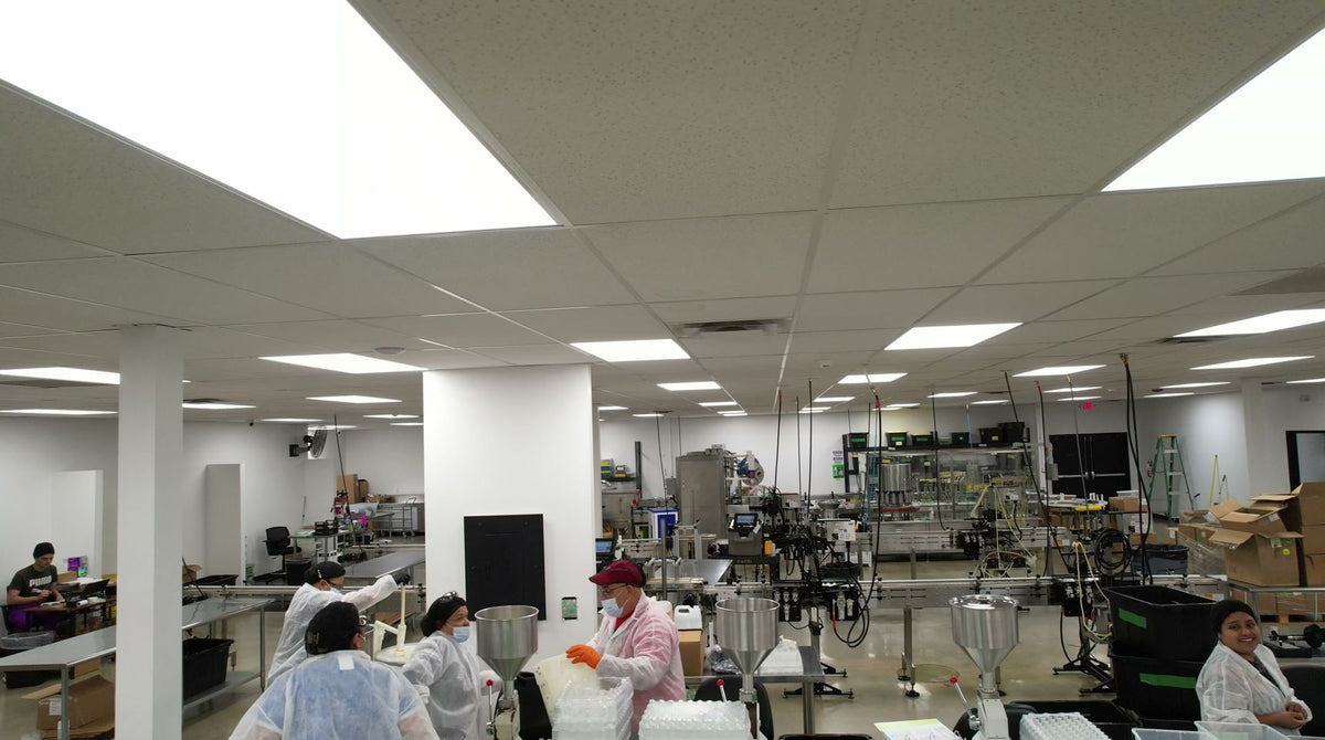 a group of people working in a factory